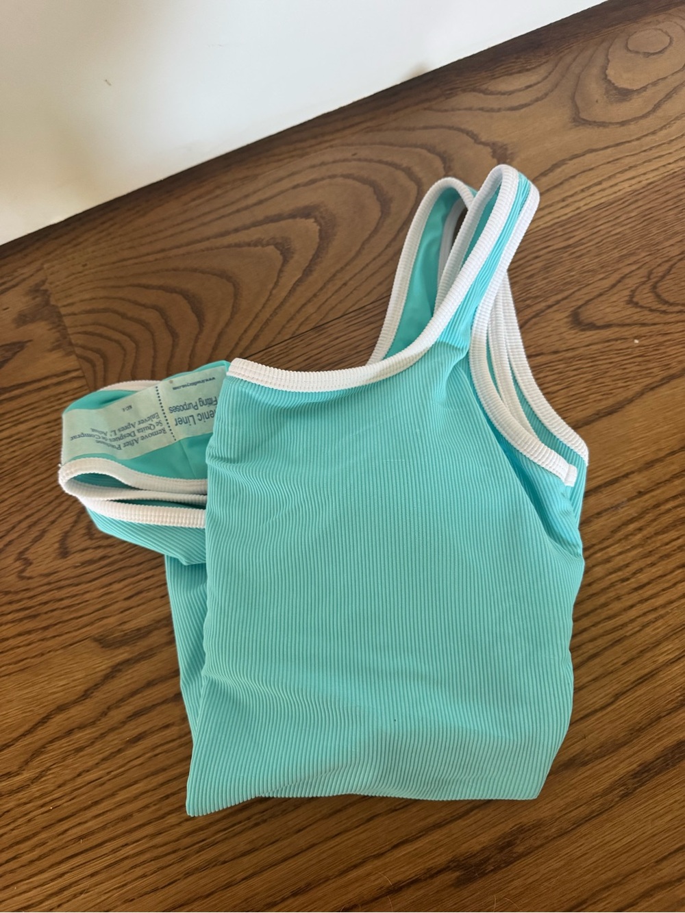 LainSnow Aqua One-Piece Swimsuit with White Trim